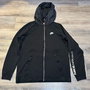 Nike Air Max logo black full zip cotton blend hoodie men’s size large